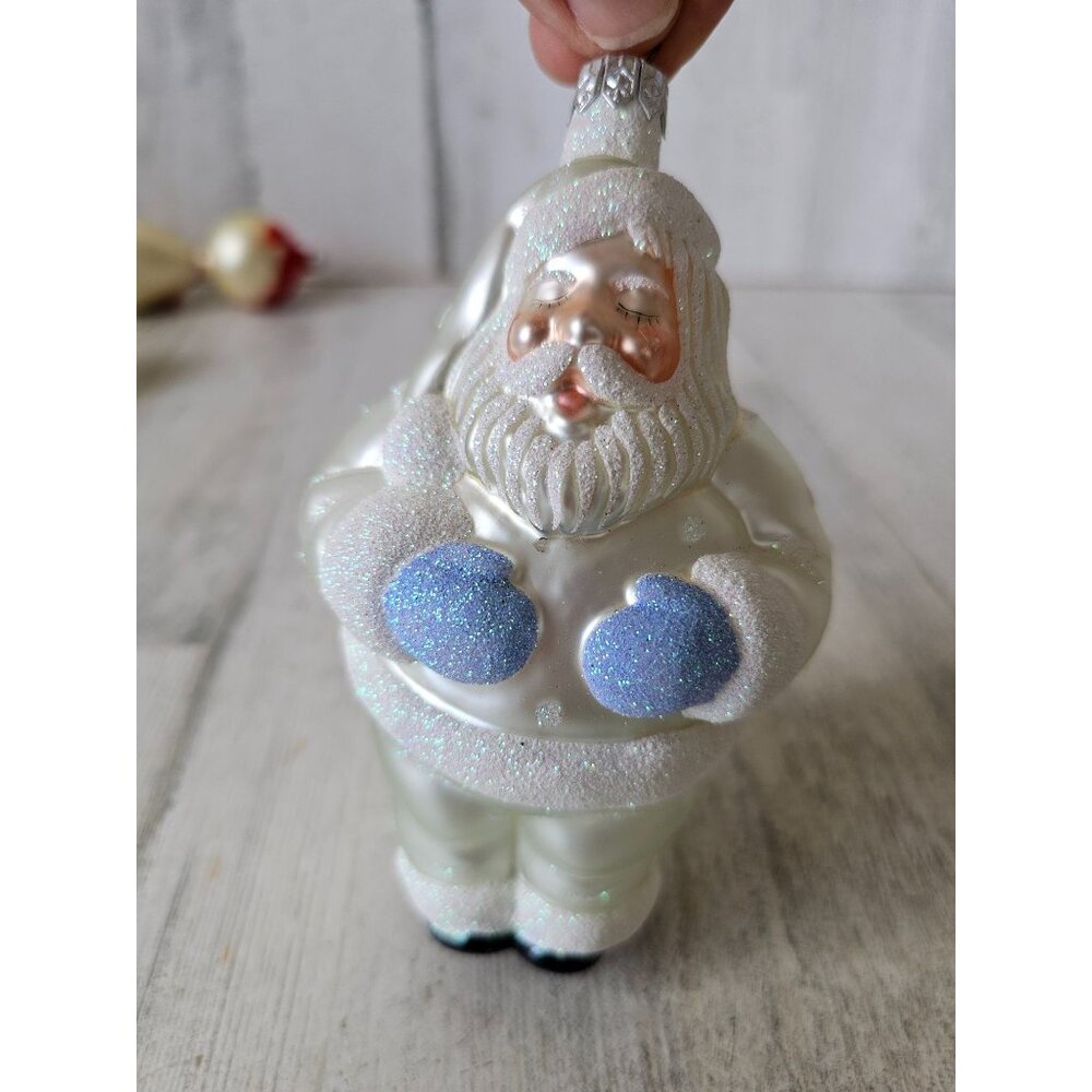 Patricia Breen white Santa‎ sleeping ornament glitter Xmas tree